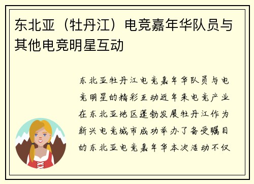 东北亚（牡丹江）电竞嘉年华队员与其他电竞明星互动