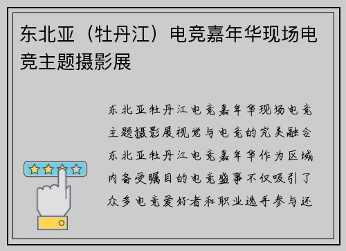 东北亚（牡丹江）电竞嘉年华现场电竞主题摄影展